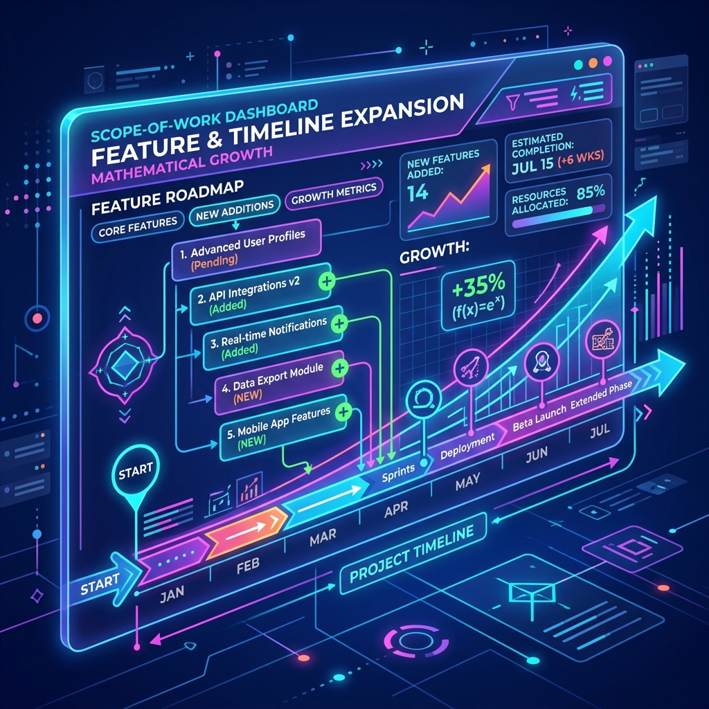 Scope creep and timeline expansion visualization