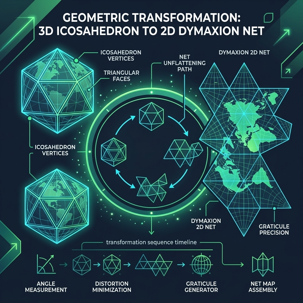 Fuller icosahedron unfolding geometry