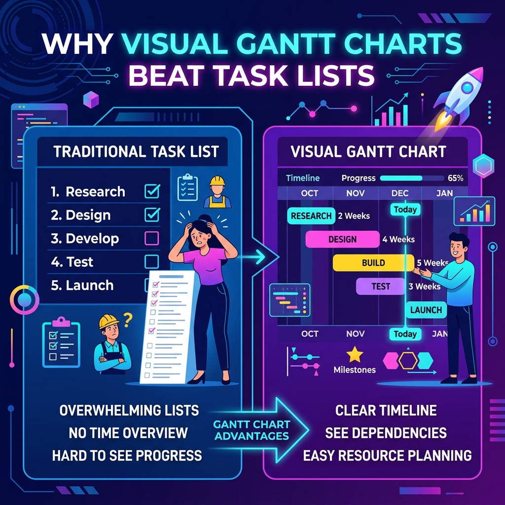 Why Visual Gantt Charts Beat Flat Task Lists — Vedratic